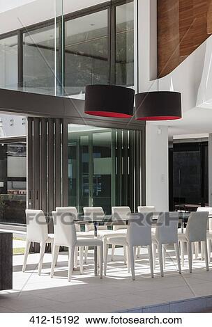 Dining room in modern house View Large Photo Image Stock Image - Dining room in modern house. Fotosearch