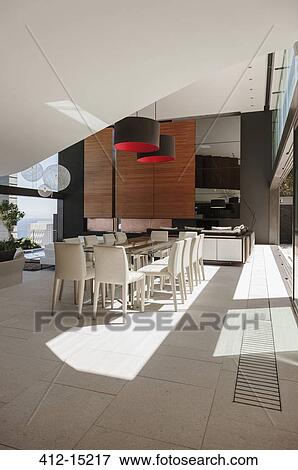 Dining room in modern house View Large Photo Image Stock Photo - Dining room in modern house. Fotosearch