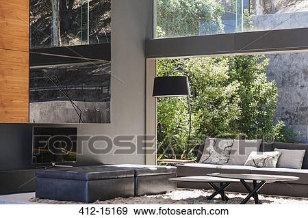 Modern living room View Large Photo Image Stock Photo - Modern living room. Fotosearch