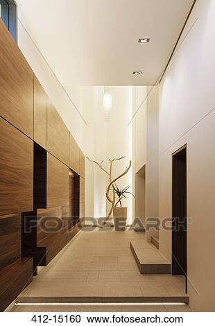 Wood paneling in modern corridor View Large Photo Image Stock Image - Wood paneling in modern corridor. Fotosearch