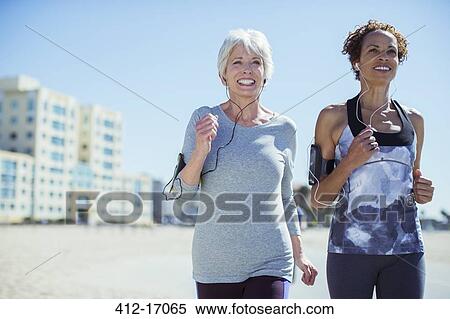 Senior women jogging outdoors View Large Photo Image Stock Photography - Senior women jogging outdoors. Fotosearch