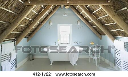 Luxury attic bathroom View Large Photo Image Stock Image - Luxury attic bathroom. Fotosearch