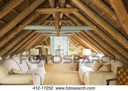 Luxury attic living room View Large Photo Image Stock Image - Luxury attic living room. Fotosearch