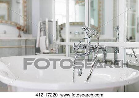 Soaking tub in luxury bathroom View Large Photo Image Stock Image - Soaking tub in luxury bathroom. Fotosearch