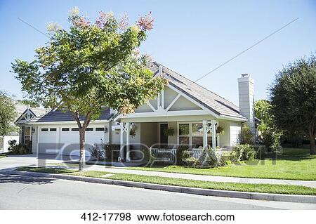 Sunny house and yard View Large Photo Image Stock Photo - Sunny house and yard. Fotosearch