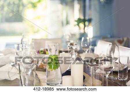 Set table at dinner party View Large Photo Image Stock Photography - Set table at dinner party. Fotosearch