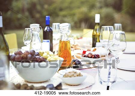 Stock Photography - Set table at party outdoors. Fotosearch