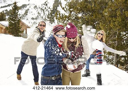 Family having snowball fight together View Large Photo Image Picture - Family having snowball fight together. Fotosearch