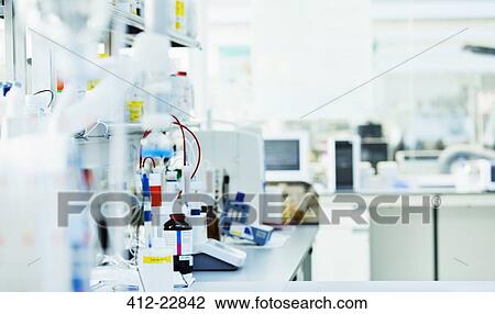 Stock Image - Desk in laboratory. Fotosearch