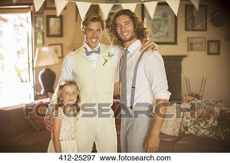 "Portrait of bridegroom, best mand and bridesmaid in domestic room" View Large Photo Image Stock Photo - "Portrait of bridegroom, best mand and bridesmaid in domestic room". Fotosearch