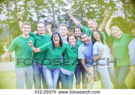 Portrait of enthusiastic team cheering View Large Photo Image Stock Photography - Portrait of enthusiastic team cheering. Fotosearch