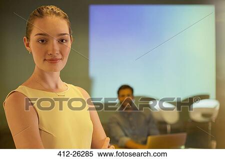 Portrait confident businesswoman in audio visual presentation on Focus View Large Photo Image Stock Photography - Portrait confident businesswoman in audio visual presentation on Focus. Fotosearch