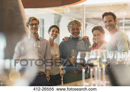 Portrait smiling friends wine tasting at winery View Large Photo Image Stock Photography - Portrait smiling friends wine tasting at winery. Fotosearch