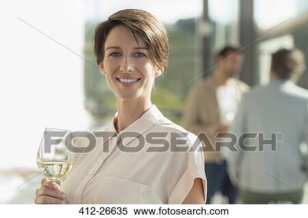 Portrait smiling woman drinking white wine View Large Photo Image Stock Photography - Portrait smiling woman drinking white wine. Fotosearch