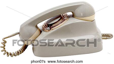 Stock Photograph - Maker: Swedish Model: - Year: 1954 3/4 view White body and receiver, rotary dial Telephone. Fotosearch