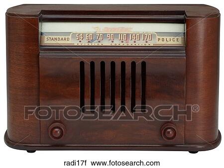 Stock Image - Maker: Bendix Model: Table Year: 1940 Front View All brown wood, small centered speaker Radio. Fotosearch