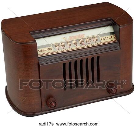 Stock Photograph - Maker: Bendix Model: Table Year: 1940 3/4 View All brown wood, small centered speaker Radio. Fotosearch