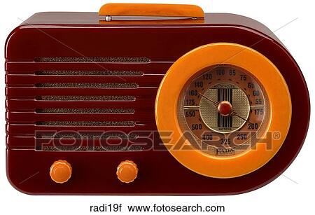Maker: FADA Model: Table, #100 Year: 1946 Front View Bullet style, all brown body, orange trim Radio View Large Photo Image Stock Image - Maker: FADA Model: Table, #100 Year: 1946 Front View Bullet style, all brown body, orange trim Radio. Fotosearch