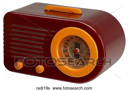 Maker: FADA Model: Table, #100 Year: 1946 3/4 View Bullet style, all brown body, orange trim Radio View Large Photo Image Stock Photograph - Maker: FADA Model: Table, #100 Year: 1946 3/4 View Bullet style, all brown body, orange trim Radio. Fotosearch