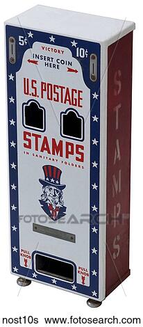 Maker: Automatic Dispenser Company Model: 3412 Year: World War II 3/4 View Stamp Machine Dispenser, Red, white & blue, Uncle Sam on front Nostalgic Memorabilia  View Large Photo Image Stock Photograph - Maker: Automatic Dispenser Company Model: 3412 Year: World War II 3/4 View Stamp Machine Dispenser, Red, white & blue, Uncle Sam on front Nostalgic Memorabilia . Fotosearch