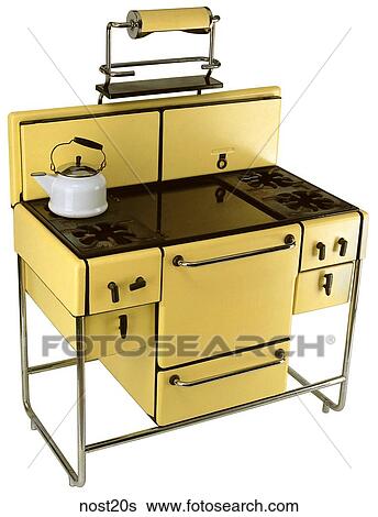Maker: Magic Chef Model: N/A Year: 1939 3/4 View Kitchen Stove, yellow & chrome, free-standing base Nostalgic Memorabilia View Large Photo Image Stock Photograph - Maker: Magic Chef Model: N/A Year: 1939 3/4 View Kitchen Stove, yellow & chrome, free-standing base Nostalgic Memorabilia . Fotosearch