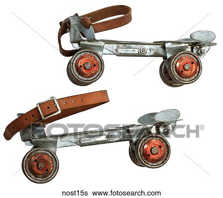 Maker: Ward`s Model: Speedline Year: 1950 3/4 View Roller Skates, metal base, red ball bearing wheels, leather straps Nostalgic Memorabilia View Large Photo Image Stock Photograph - Maker: Ward`s Model: Speedline Year: 1950 3/4 View Roller Skates, metal base, red ball bearing wheels, leather straps Nostalgic Memorabilia . Fotosearch