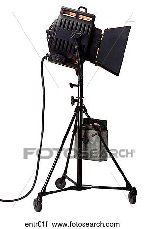 Stock Image - Maker: More Richardson, Inc. Model: Unknown Year: 1950 Front View 2 K Movie light with 2-way barn doors Entertainment . Fotosearch