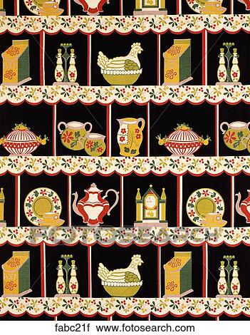 Style: Scenic Kitchen dishes on shelf Fabrics View Large Photo Image Stock Image - Style: Scenic Kitchen dishes on shelf Fabrics . Fotosearch