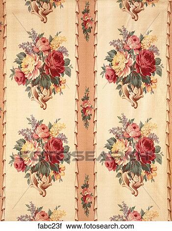 Style: Stripes Yellow, Red & Brown floral Fabrics View Large Photo Image Stock Image - Style: Stripes Yellow, Red & Brown floral Fabrics . Fotosearch