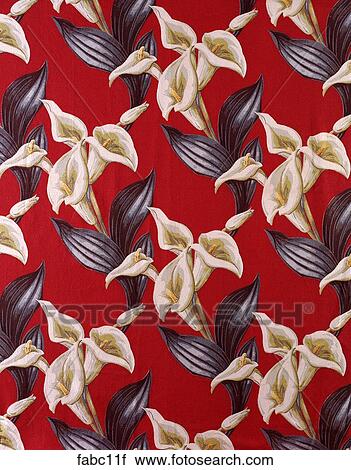 Style: Tropical Red background, Black leaves w/Tulips Fabrics View Large Photo Image Stock Image - Style: Tropical Red background, Black leaves w/Tulips Fabrics . Fotosearch