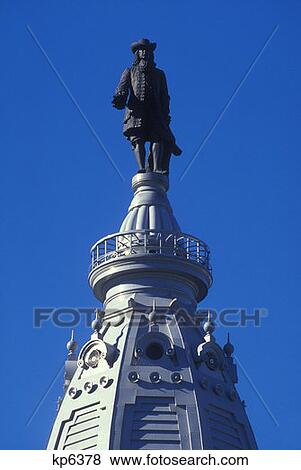 ウィリアム ペン 像 の上 市役所 フィラデルフィア ペンシルバニア 写真館 イメージ館 Kp6378 Fotosearch