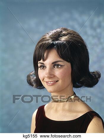 Stock Photography - 1960S Portrait Of Young Woman Wearing Gold Choke Collar And Sleeveless Top Girl Smiling Happy One. Fotosearch