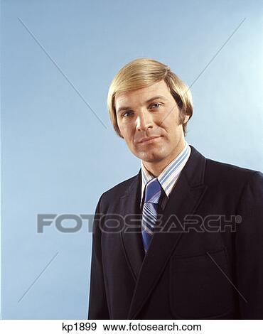 1970 1970s Blond Blonde Hair Blue Eyes Man Business Man Suit