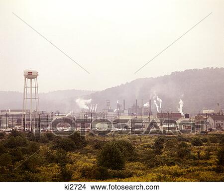 1970 1970S Chemical Petrochemical Plant Factory Near Nitro West Virginia Pollution Smoke Smog View Large Photo Image Picture - 1970 1970S Chemical Petrochemical Plant Factory Near Nitro West Virginia Pollution Smoke Smog . Fotosearch