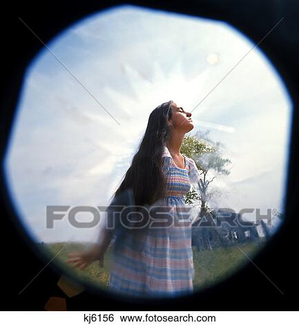1970 1970S Girl Woman Mood Moody Meadow Soft Focus Fisheye Lens Angry Alienated Serious Troubled Lost Abandoned House View Large Photo Image Stock Photograph - 1970 1970S Girl Woman Mood Moody Meadow Soft Focus Fisheye Lens Angry Alienated Serious Troubled Lost Abandoned House . Fotosearch