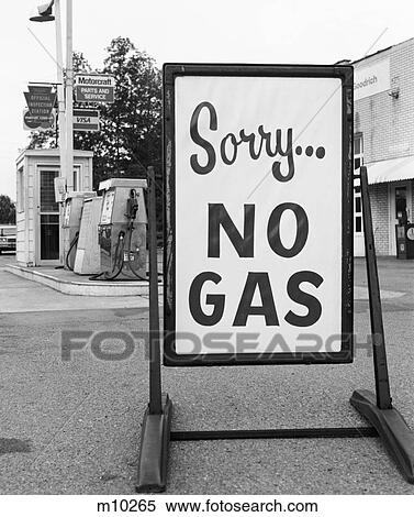 1970 1970S Sorry No Gas Sign Beside Gas Pumps At Garage Station Due To The Opec Oil Crisis View Large Photo Image Stock Photography - 1970 1970S Sorry No Gas Sign Beside Gas Pumps At Garage Station Due To The Opec Oil Crisis . Fotosearch