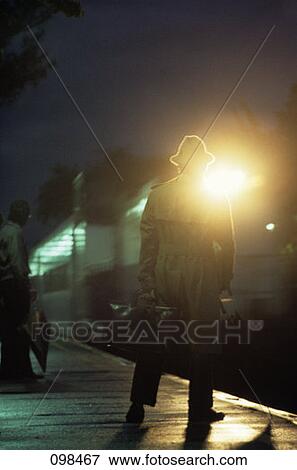Stock Photo - 1970S 1980S Commuter Waiting For Train. Fotosearch