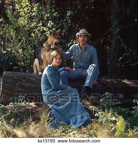 1970S 1980S Couple In Woods With Dog View Large Photo Image Stock Image - 1970S 1980S Couple In Woods With Dog. Fotosearch