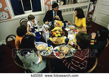 1970S 1980S Large Family Around Breakfast Table View Large Photo Image Stock Photography - 1970S 1980S Large Family Around Breakfast Table. Fotosearch