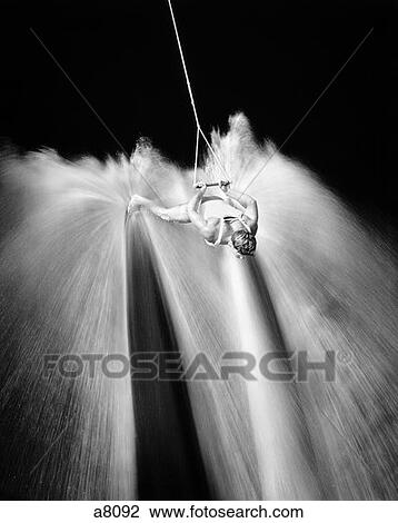 1970S Aerial Of Man Water Skiing Barefoot View Large Photo Image Stock Image - 1970S Aerial Of Man Water Skiing Barefoot . Fotosearch