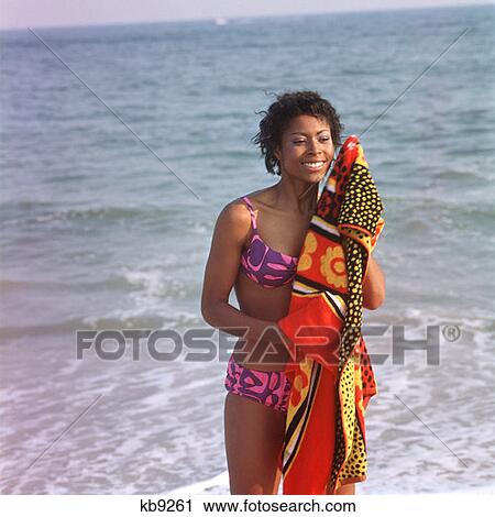 1970S African American Woman On Beach View Large Photo Image Stock Image - 1970S African American Woman On Beach. Fotosearch