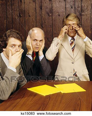 1970S Businessmen As Three Wise Monkeys See, Hear, Speak No Evil Man Story View Large Photo Image Stock Image - 1970S Businessmen As Three Wise Monkeys See, Hear, Speak No Evil Man Story. Fotosearch