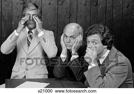 1970S Committee Of Three Businessmen See No Evil Hear No Evil Speak No Evil Symbolic Hand Gesture Trio View Large Photo Image Stock Image - 1970S Committee Of Three Businessmen See No Evil Hear No Evil Speak No Evil Symbolic Hand Gesture Trio . Fotosearch
