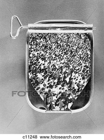 1970S Crowd Aerial In Open Sardine Can View Large Photo Image Stock Photo - 1970S Crowd Aerial In Open Sardine Can . Fotosearch