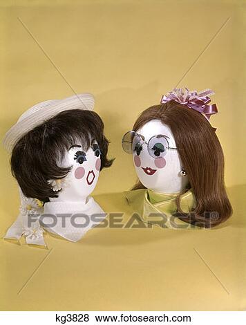 1970S Heads Dolls Dressed As Women Hats Glasses Story View Large Photo Image Stock Photo - 1970S Heads Dolls Dressed As Women Hats Glasses Story. Fotosearch