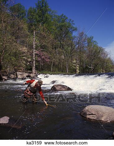 1970S Man Standing In Stream Fly Fishing Spring Season Water Rod Reel Red Shirt Waterfall Rocks View Large Photo Image Stock Photo - 1970S Man Standing In Stream Fly Fishing Spring Season Water Rod Reel Red Shirt Waterfall Rocks. Fotosearch