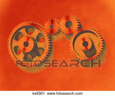1970S Pattern Of Gears Posterized Color Orange Green Industry View Large Photo Image Stock Image - 1970S Pattern Of Gears Posterized Color Orange Green Industry. Fotosearch