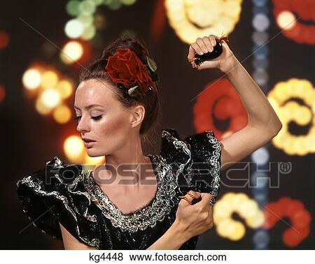 Stock Photo - 1970S Woman Spanish Latin Costume Castanets. Fotosearch