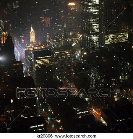 1972 1970S Retro City View Night  View Large Photo Image Stock Photograph - 1972 1970S Retro City View Night . Fotosearch