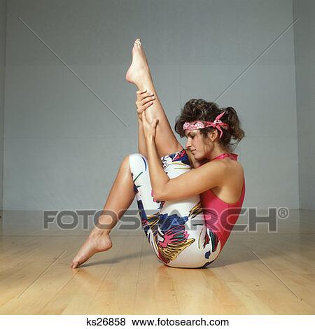 1980S Woman Exercising Stretching View Large Photo Image Stock Photo - 1980S Woman Exercising Stretching. Fotosearch